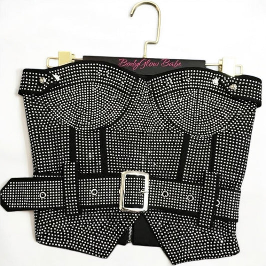 BodyGlow Babe Rhinestone Strapless Top