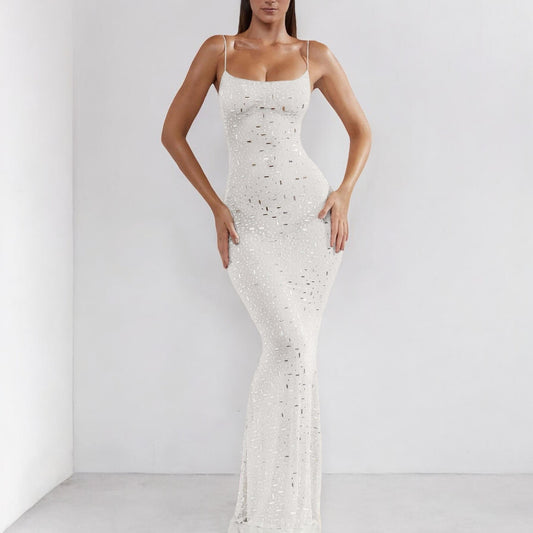 BodyGlow Babe See Through Mesh Rhinestone Dress